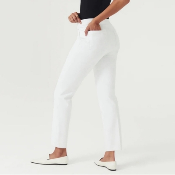 SPANX Pants - SPANX Women's Slim Straight Pants Classic White Size S Petite 20372Q Grey Lining